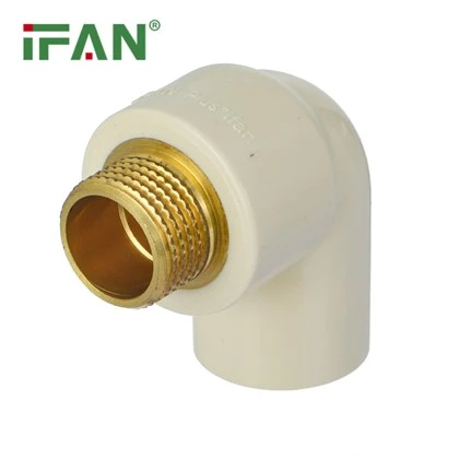 Cotovelo masculino de latão CPVC bege